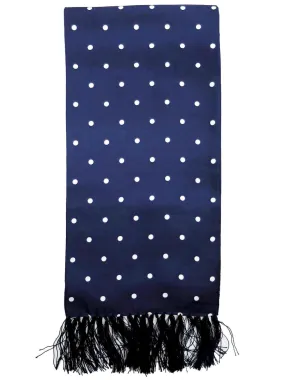 Navy & White 100% Silk Polka Dot Aviator Scarf