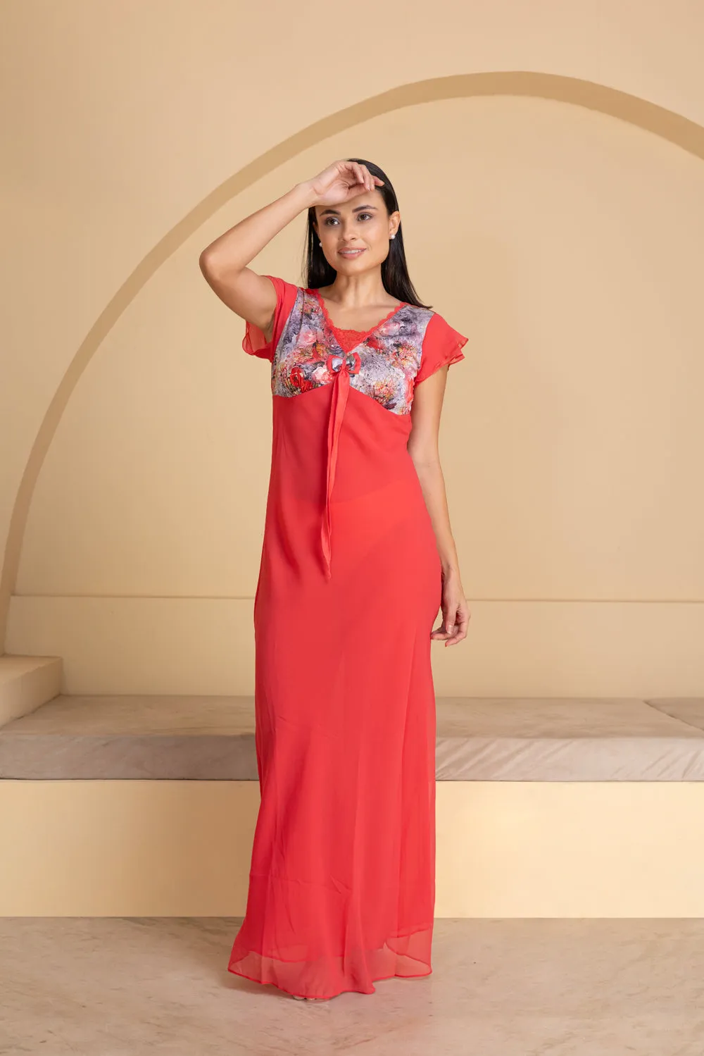 Nightdress in double chiffon