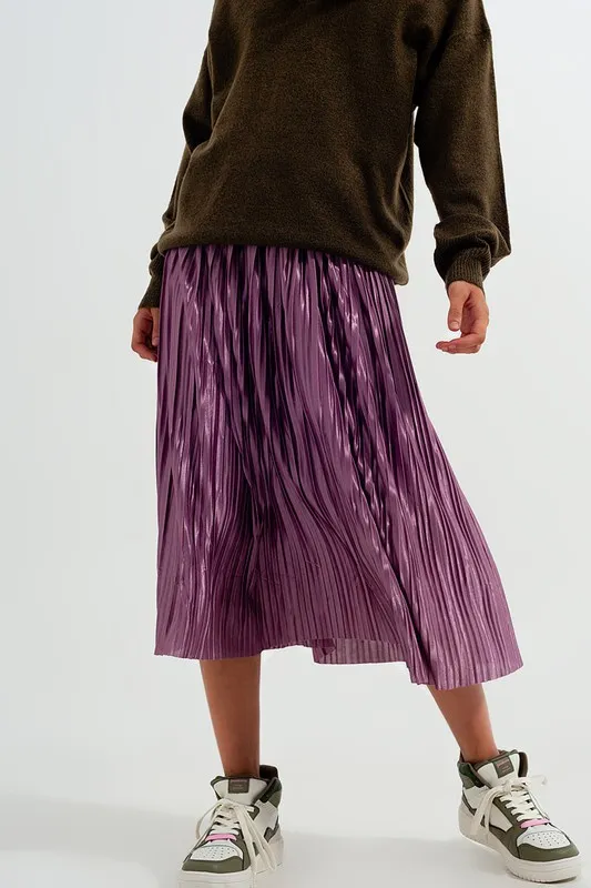 Purple Pleated Skirt