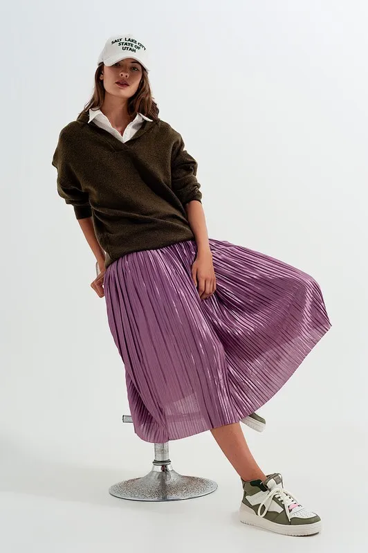 Purple Pleated Skirt