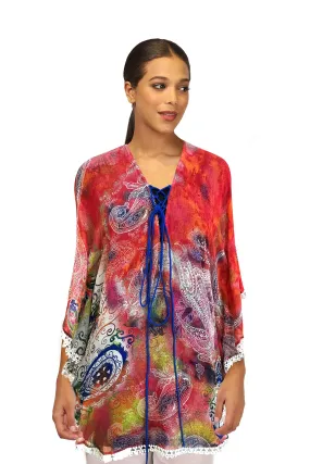 Red Paisely Silk Kaftan