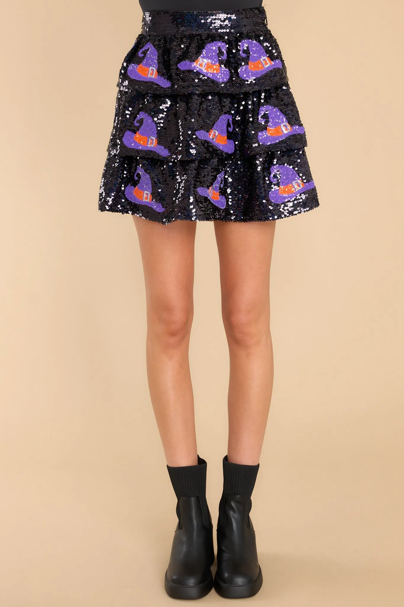 So Bewitched Black Multi Print Skirt