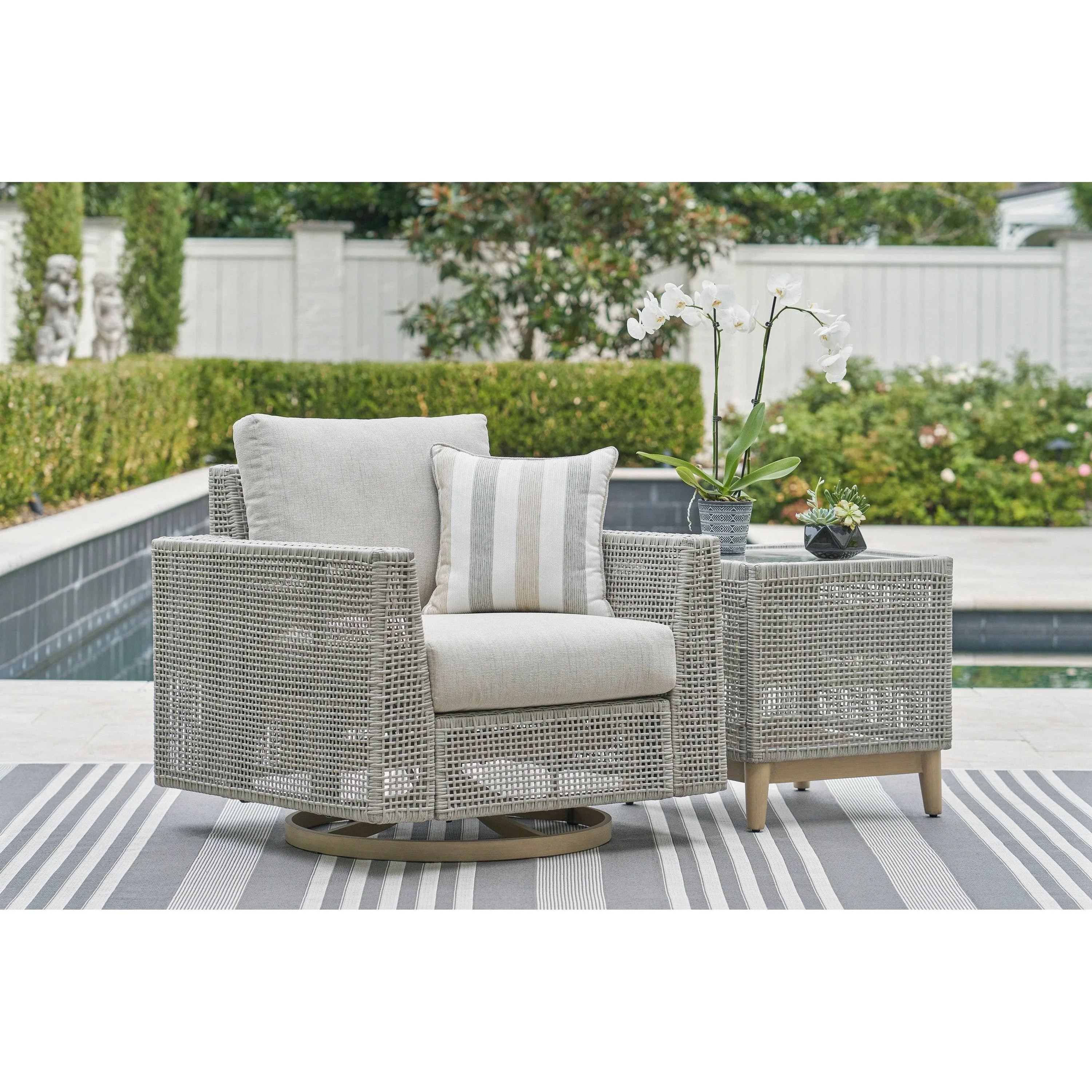 St Barts Open Weave Outdoor Swivel Rocker Chair