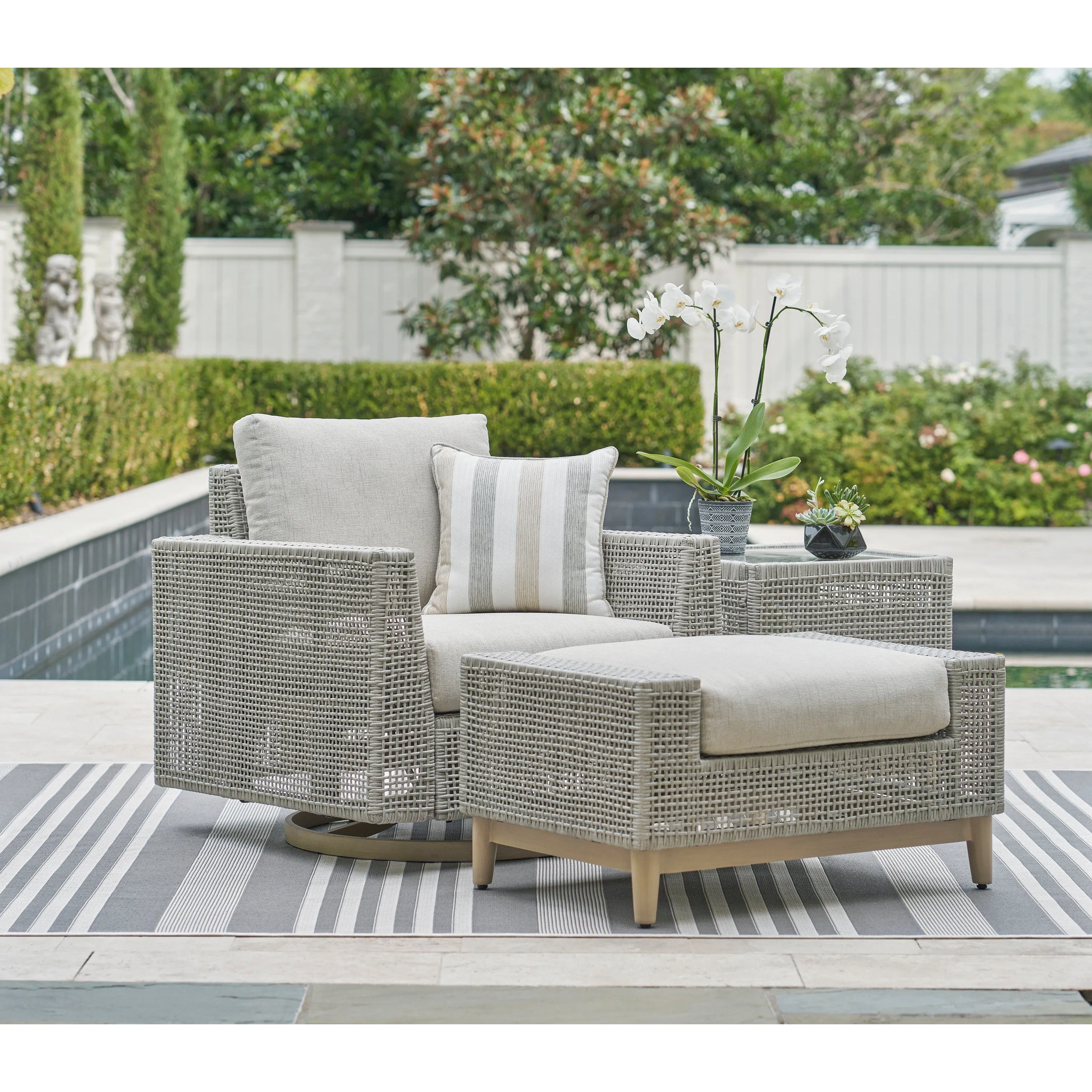 St Barts Open Weave Outdoor Swivel Rocker Chair