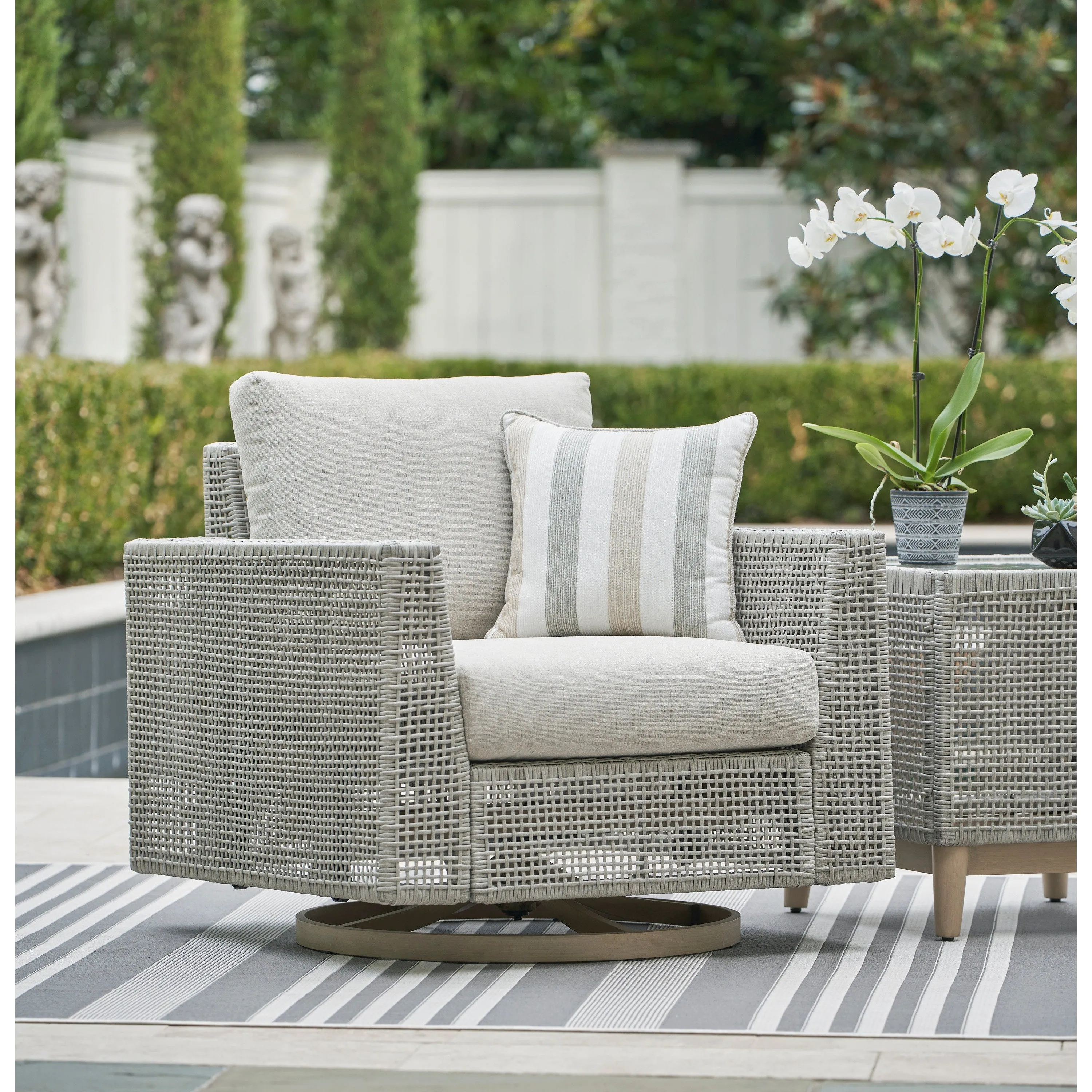 St Barts Open Weave Outdoor Swivel Rocker Chair