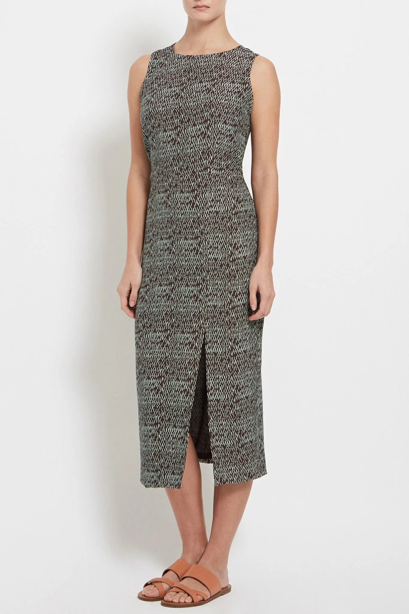 Talia Dress: Printed Crepe Midi Dress