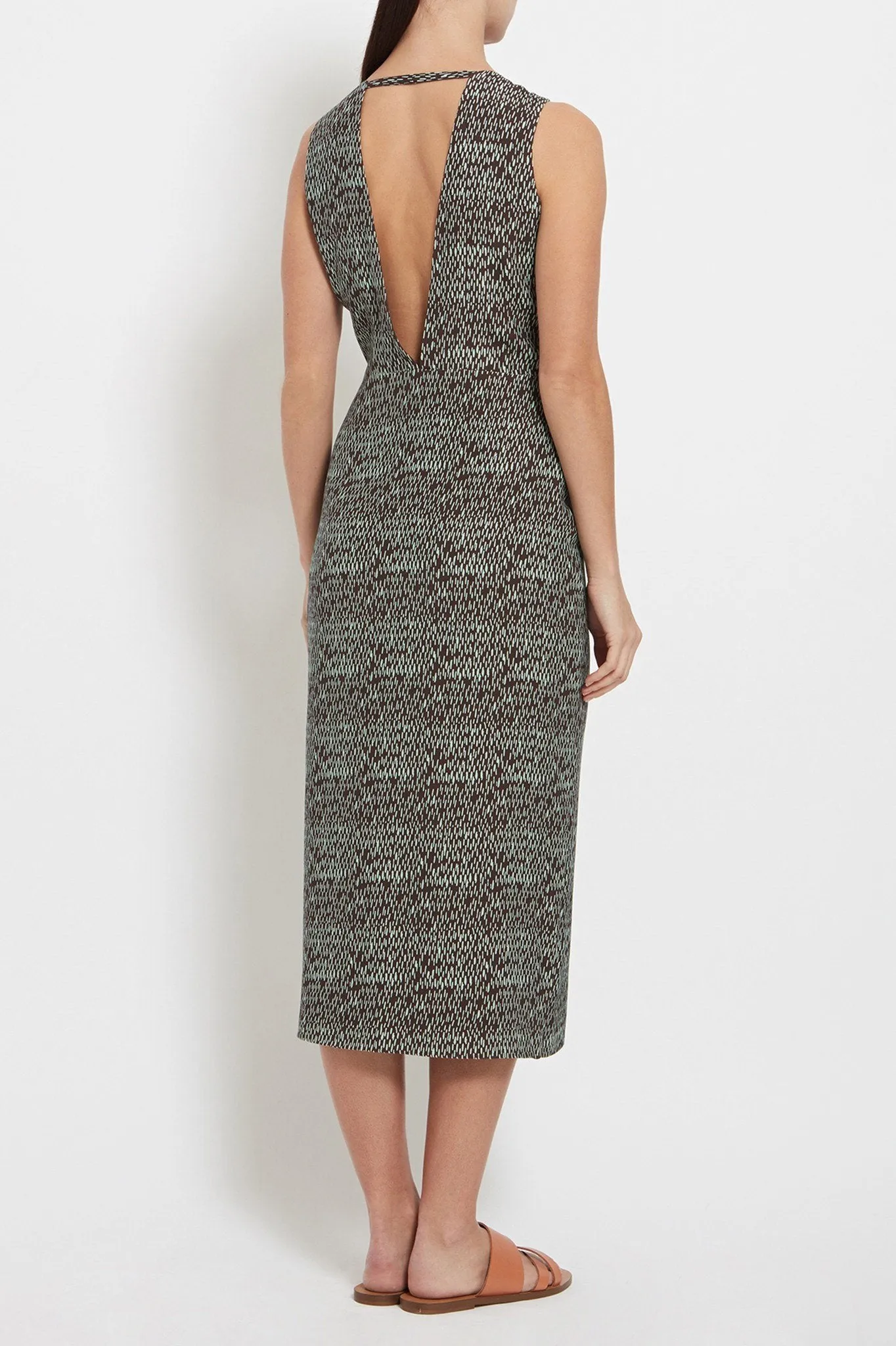 Talia Dress: Printed Crepe Midi Dress