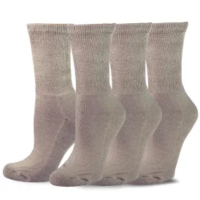 TeeHee Socks Men's Diabetic Bamboo Crew Taupe 3-Pack (51012)