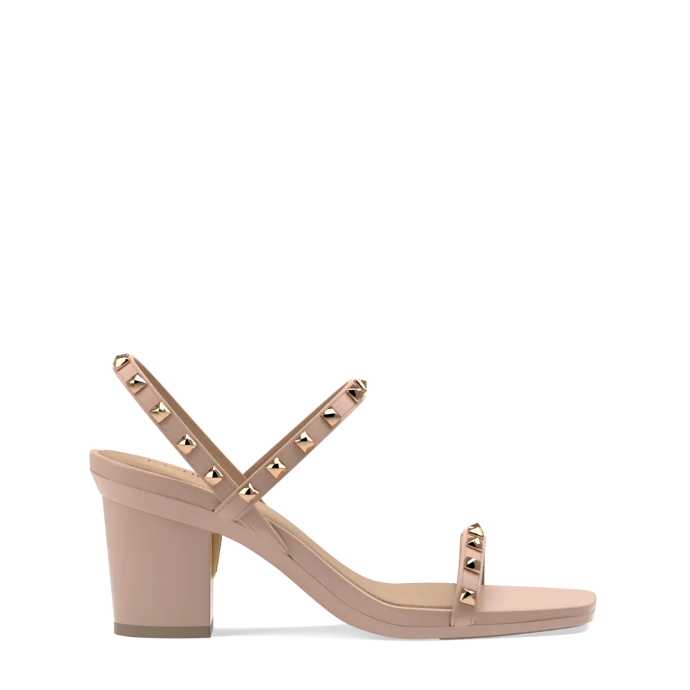 The Miranda - Taupe Blush Leather Stud   Block Heel Kit 3 Taupe Blush-FINAL SALE