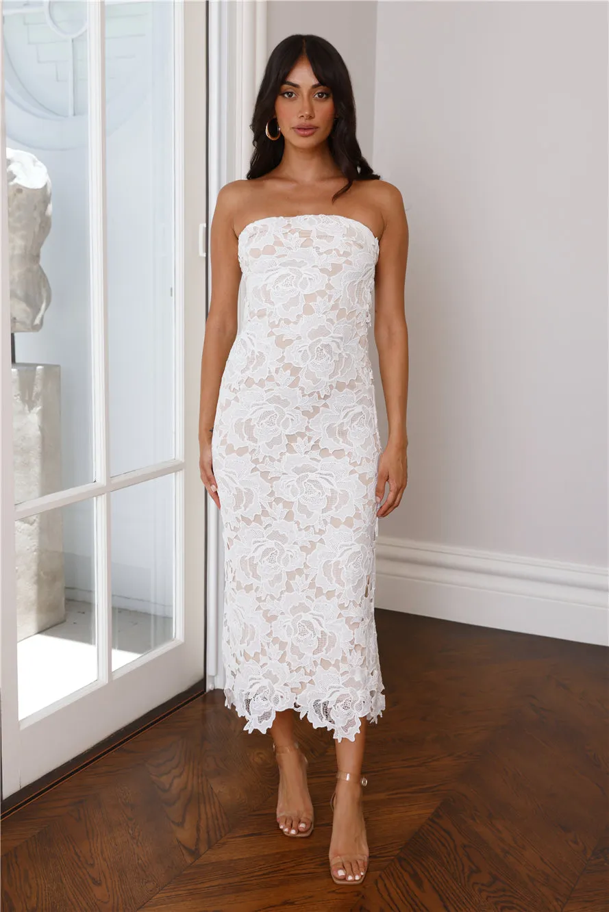 Time To Love Strapless Lace Maxi Dress White