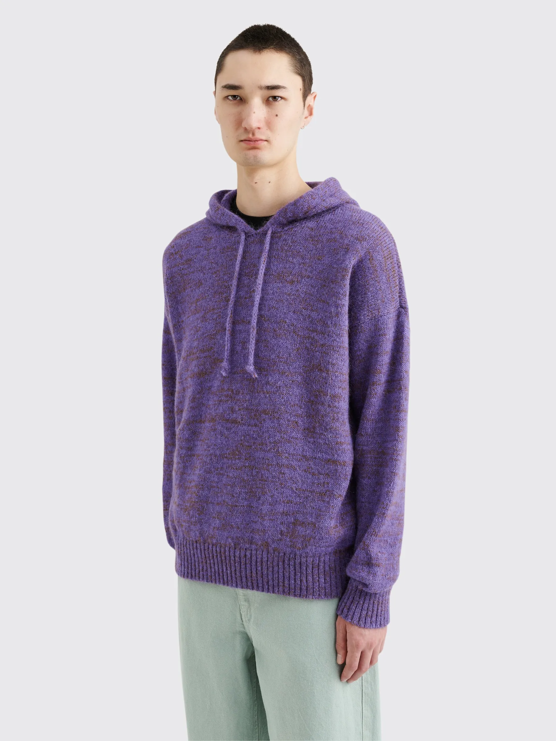 TRS BIEN everywear Knitted Hoodie Alpaca Mohair Purple