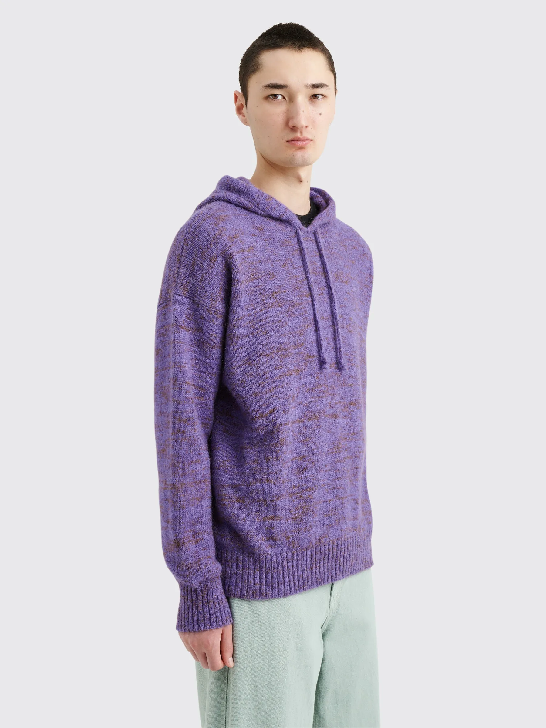 TRS BIEN everywear Knitted Hoodie Alpaca Mohair Purple