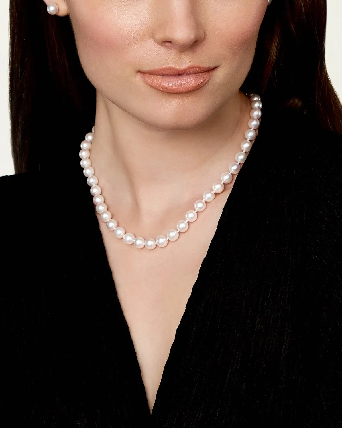 White Japanese Akoya Pearl Necklace, 8.5-9.0mm - AAA Quality